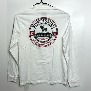 Blue 84 White Long Sleeve winnipesaukee  Cotton Crew Neck T-Shirt Teen Size L